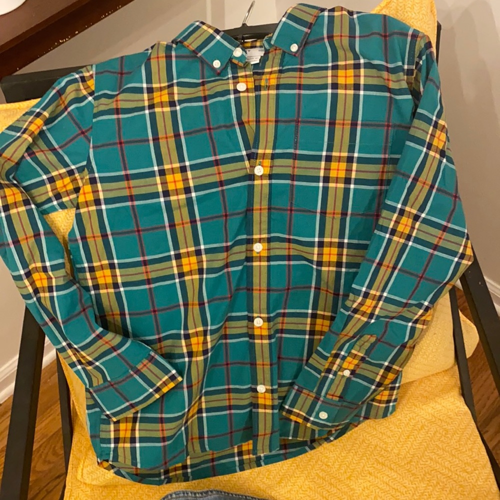 Old navy plaid button up dress shirt euc xl 14-16